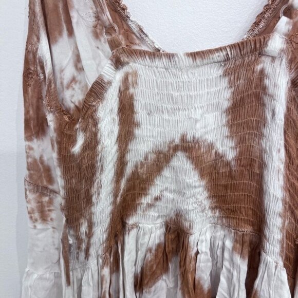 BOHO cotton dress with belted yellow and brown - Picture 6 of 13